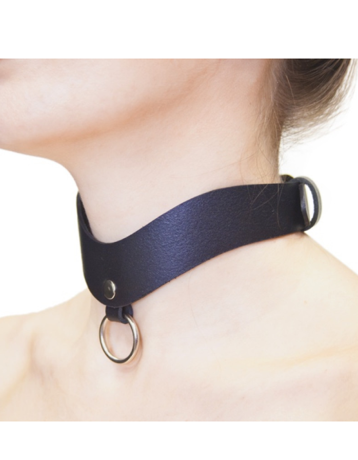 Ошейник премиум с кольцом Amoreo BLACK