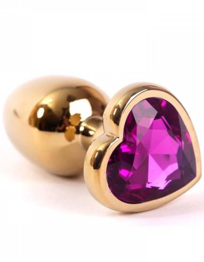 Анальная пробка со стразами Funny Steel GOLD HEART