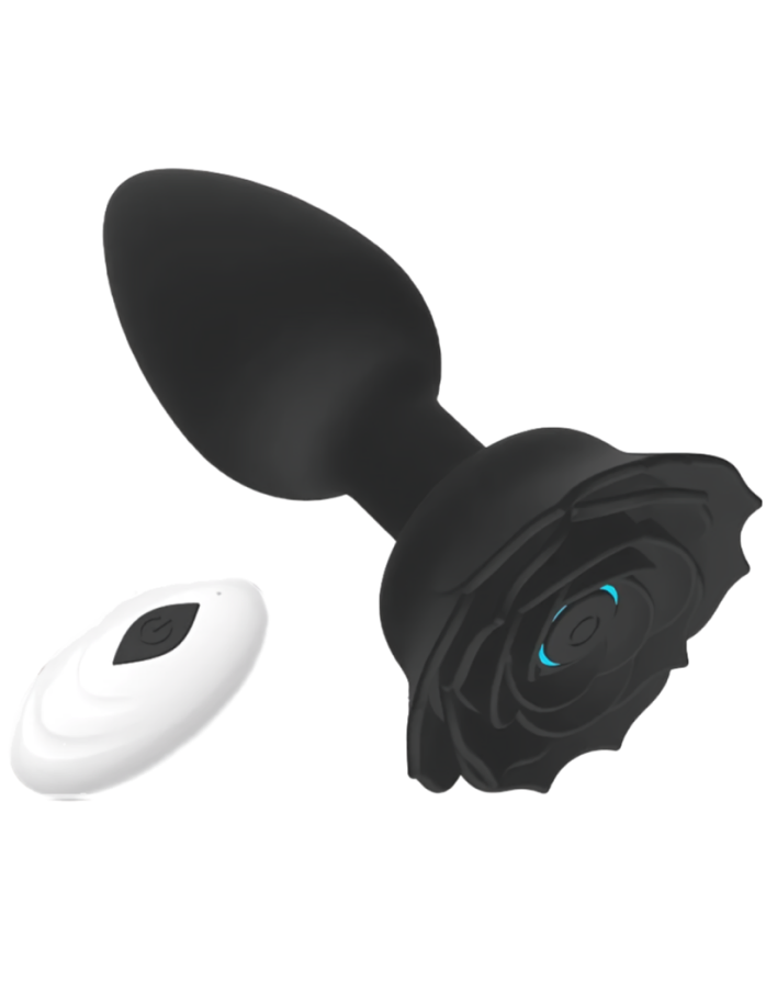 Анальная вибропробка Funny Steel ROSE BLACK