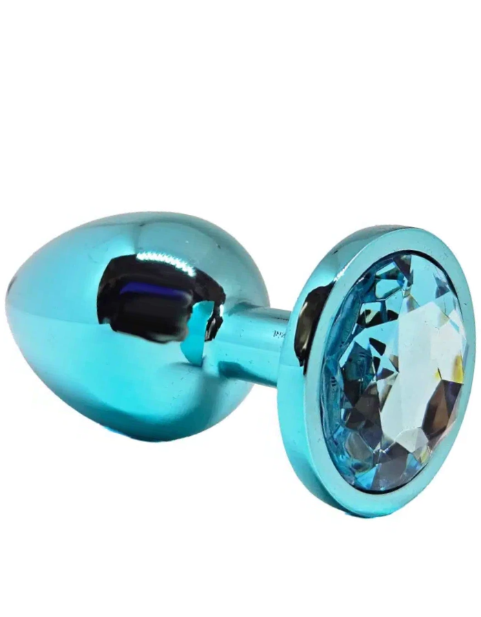 Анальная пробка со стразами Funny Steel BLUE CRYSTAL