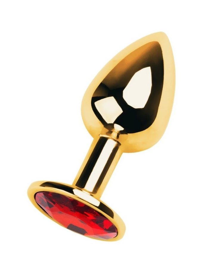 Анальная пробка со стразами Funny Steel GOLD CRYSTAL