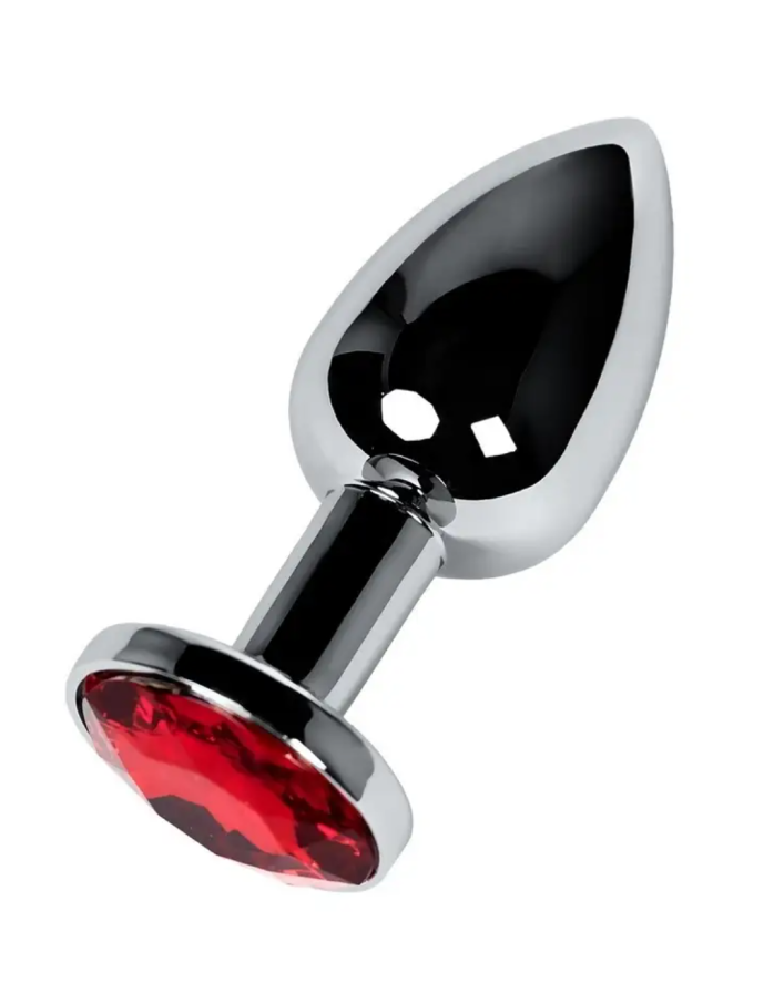 Анальная пробка со стразами Funny Steel BLACK CRYSTAL