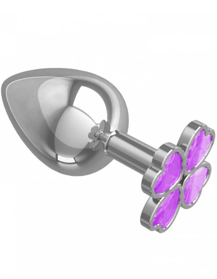 Анальная пробка со стразами Funny Steel VIOLET CLOVER