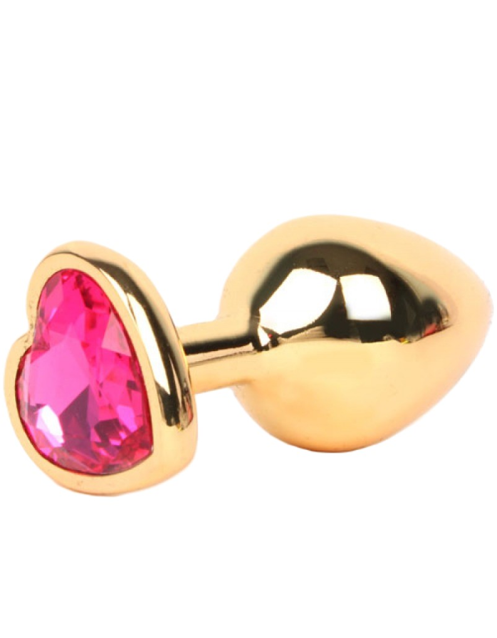 Анальная пробка со стразами Funny Steel GOLD HEART