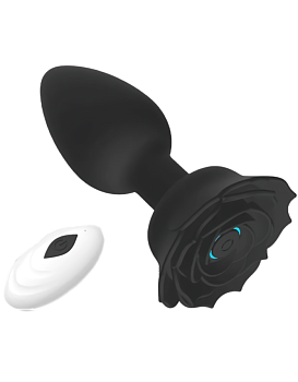 Анальная вибропробка Funny Steel ROSE BLACK