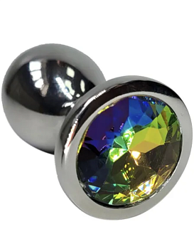 Анальная пробка со стразами Funny Steel RUBY IT (M)