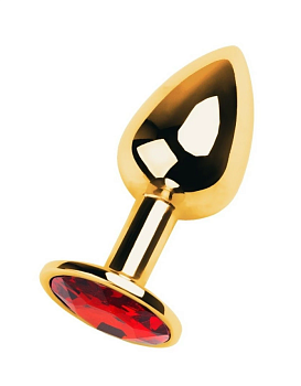 Анальная пробка со стразами Funny Steel GOLD CRYSTAL