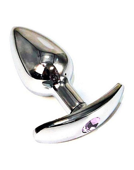 Анальная пробка со стразами Funny Steel LIGHT CRYSTAL